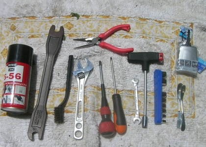 ママチャリの後輪タイヤ交換のための工具