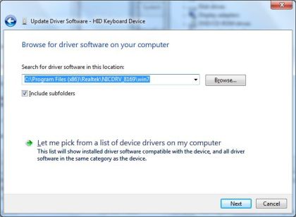 Update Driver Software - HID Keyboad Device