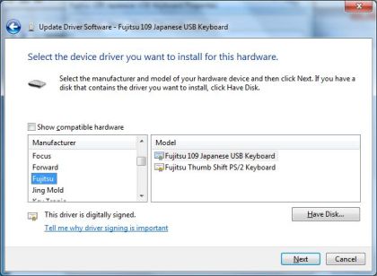 Update Driver Software - Fujitsu 109 Japanese USB Keyboard
